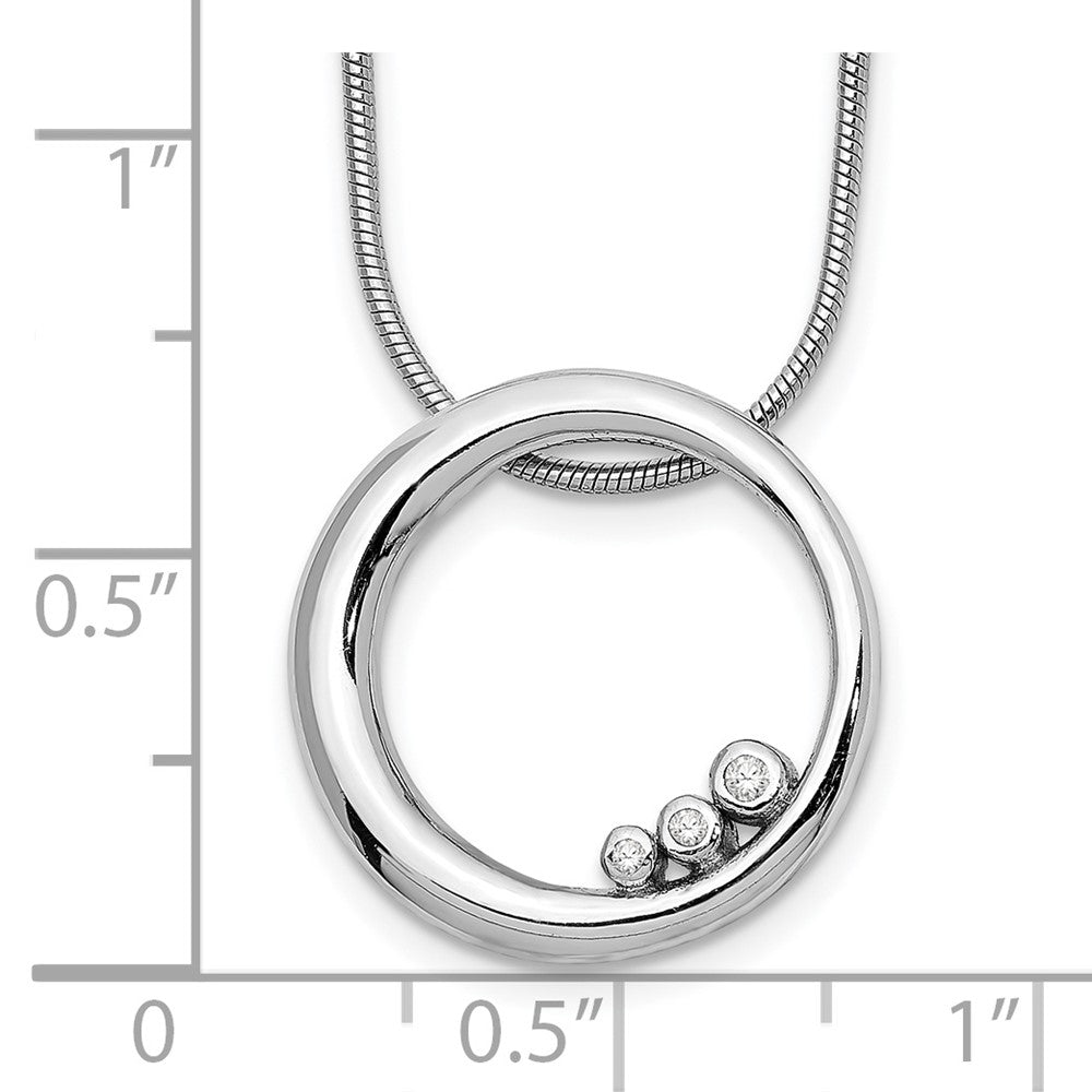 White Ice Sterling Silver Rhodium-plated 18 Inch Diamond Open Circle Necklace with 2 Inch Extender