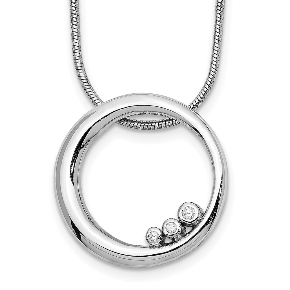 White Ice Sterling Silver Rhodium-plated 18 Inch Diamond Open Circle Necklace with 2 Inch Extender