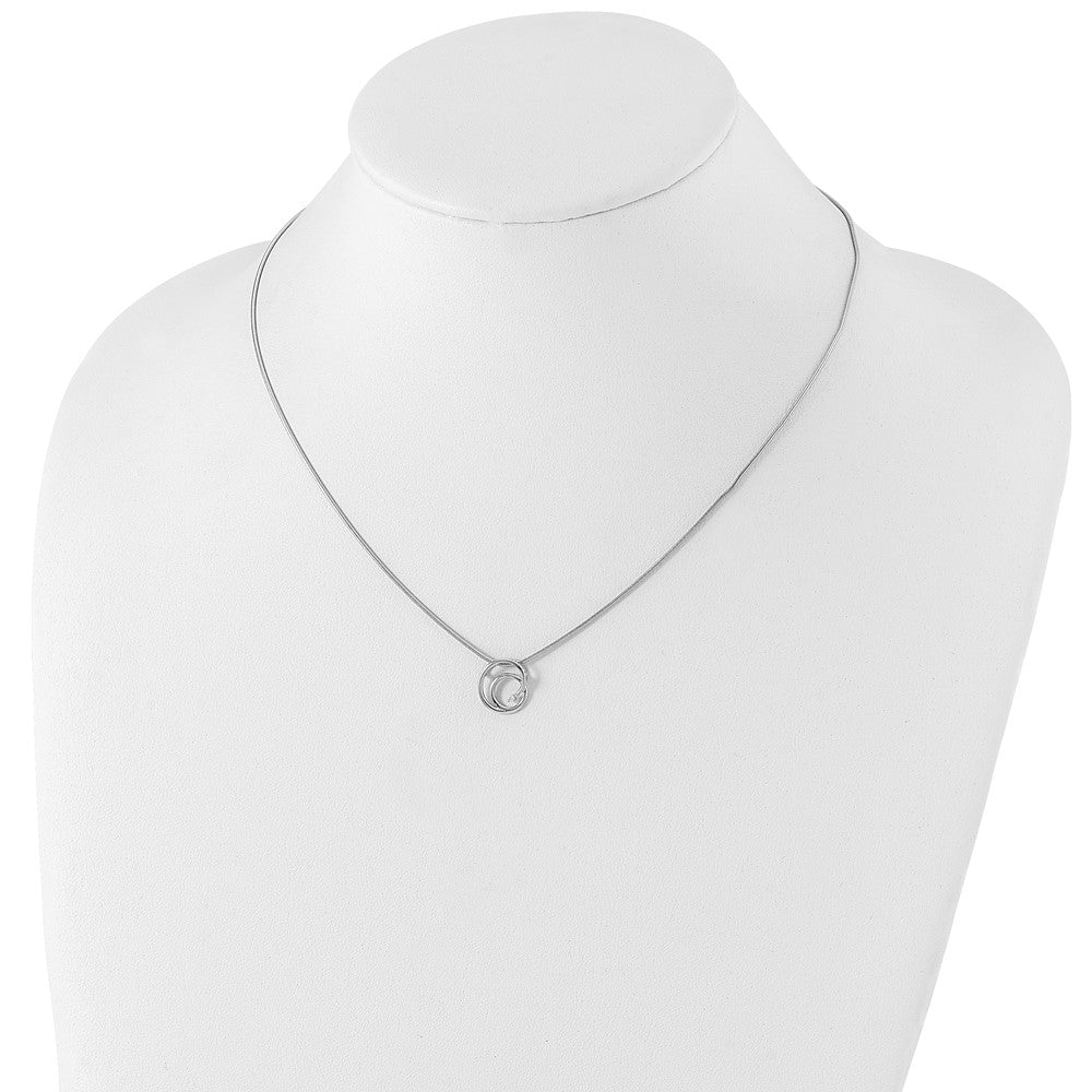 White Ice Sterling Silver Rhodium-plated 18 Inch Diamond Swirl Necklace with 2 Inch Extender