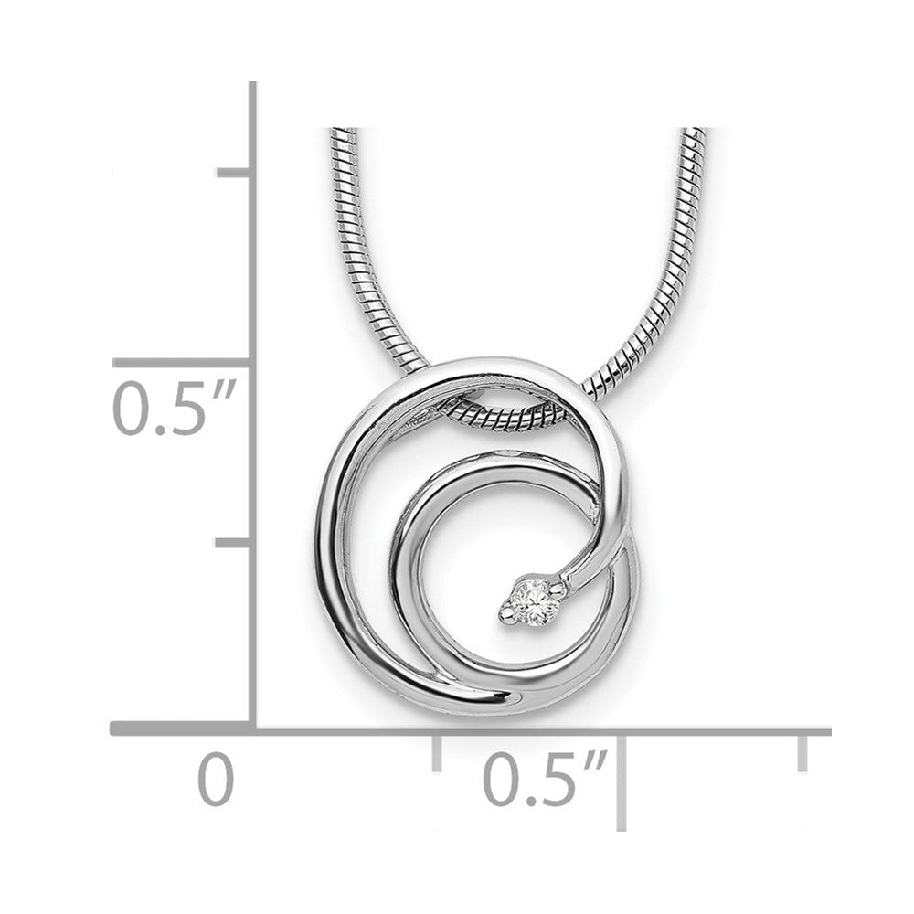 White Ice Sterling Silver Rhodium-plated 18 Inch Diamond Swirl Necklace with 2 Inch Extender