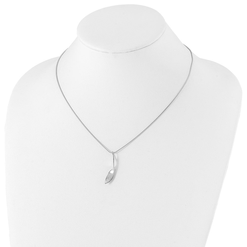 White Ice Sterling Silver Rhodium-plated 18 Inch Diamond Twisted Pendant Necklace with 2 Inch Extender