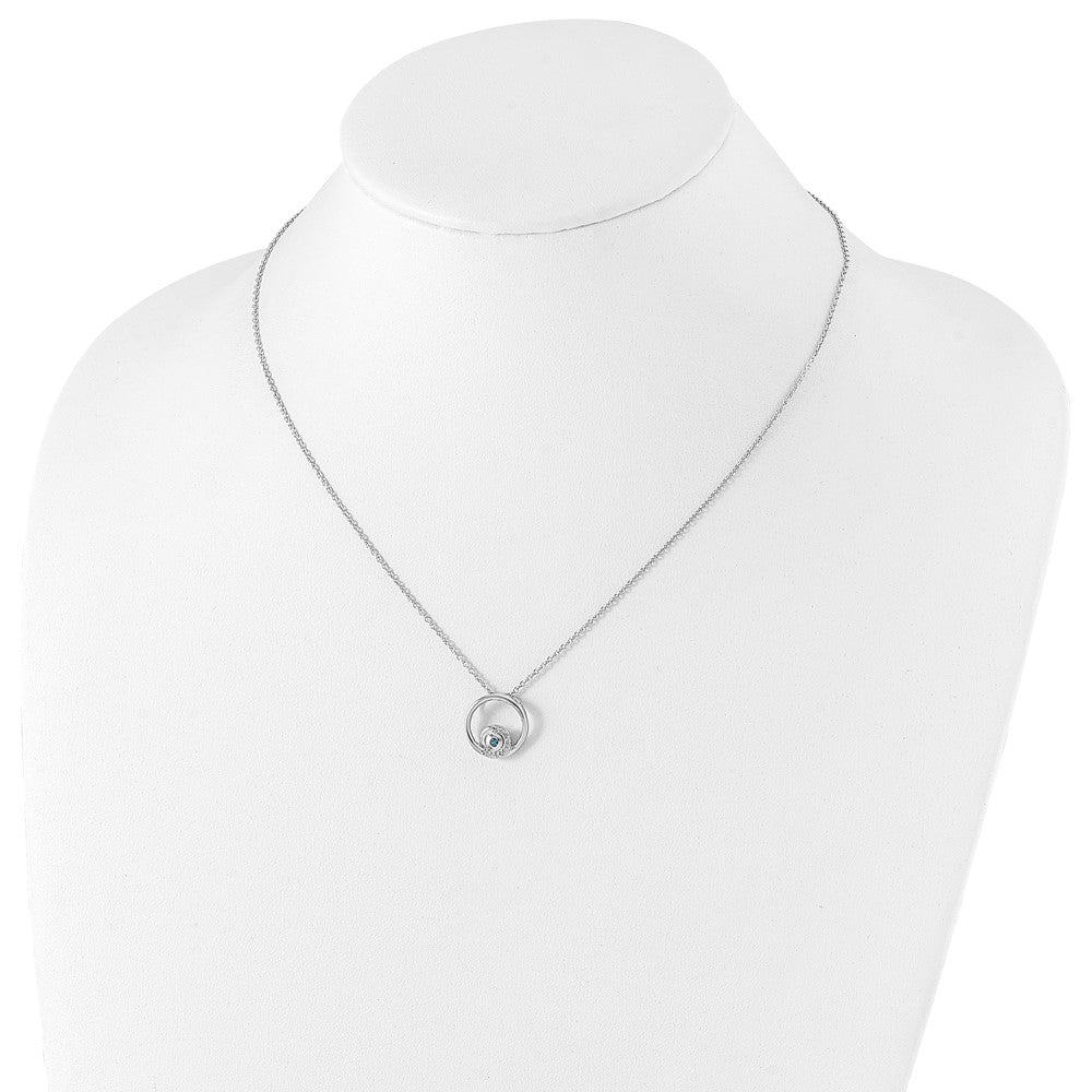 White Ice Sterling Silver Rhodium-plated 18 Inch Blue Topaz and Diamond Necklace with 2 Inch Extender