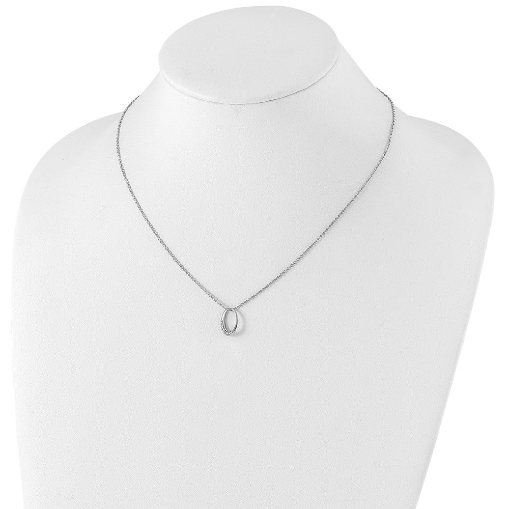 White Ice Sterling Silver Rhodium-plated 18 Inch Diamond Open Oval Necklace with 2 Inch Extender