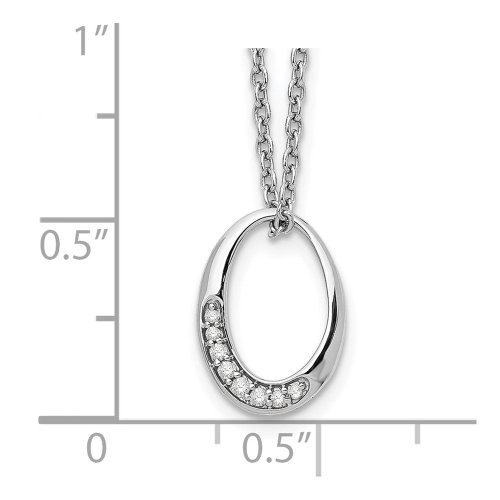 White Ice Sterling Silver Rhodium-plated 18 Inch Diamond Open Oval Necklace with 2 Inch Extender