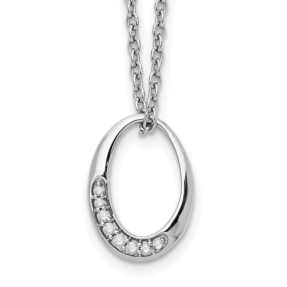 White Ice Sterling Silver Rhodium-plated 18 Inch Diamond Open Oval Necklace with 2 Inch Extender