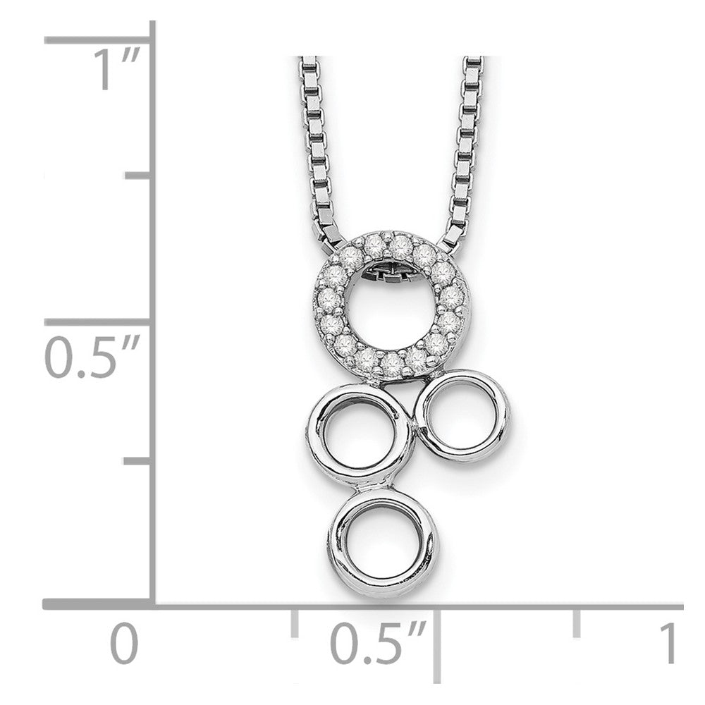 White Ice Sterling Silver Rhodium-plated 18 Inch Diamond Circles Slide Pendant Necklace with 2 Inch Extender