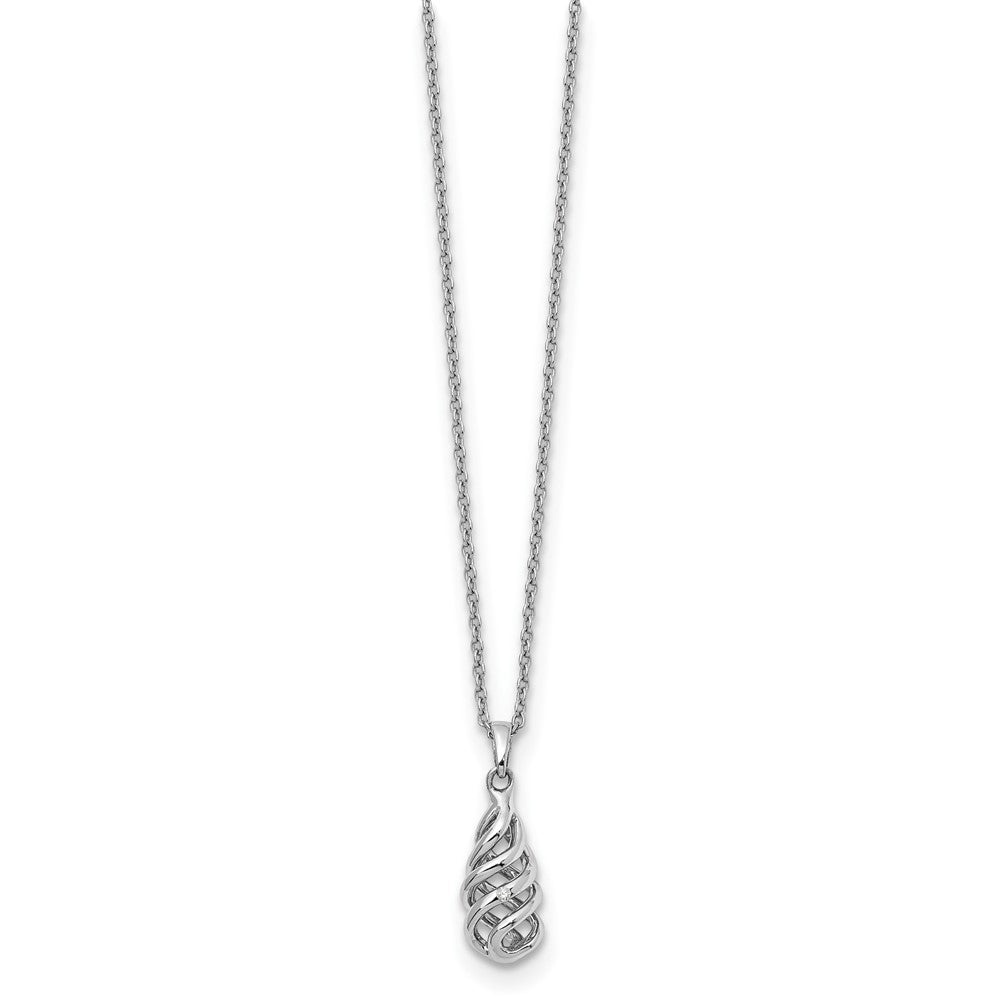 White Ice Sterling Silver Rhodium-plated 18 Inch Diamond Spiral Pendant Necklace with 2 Inch Extender