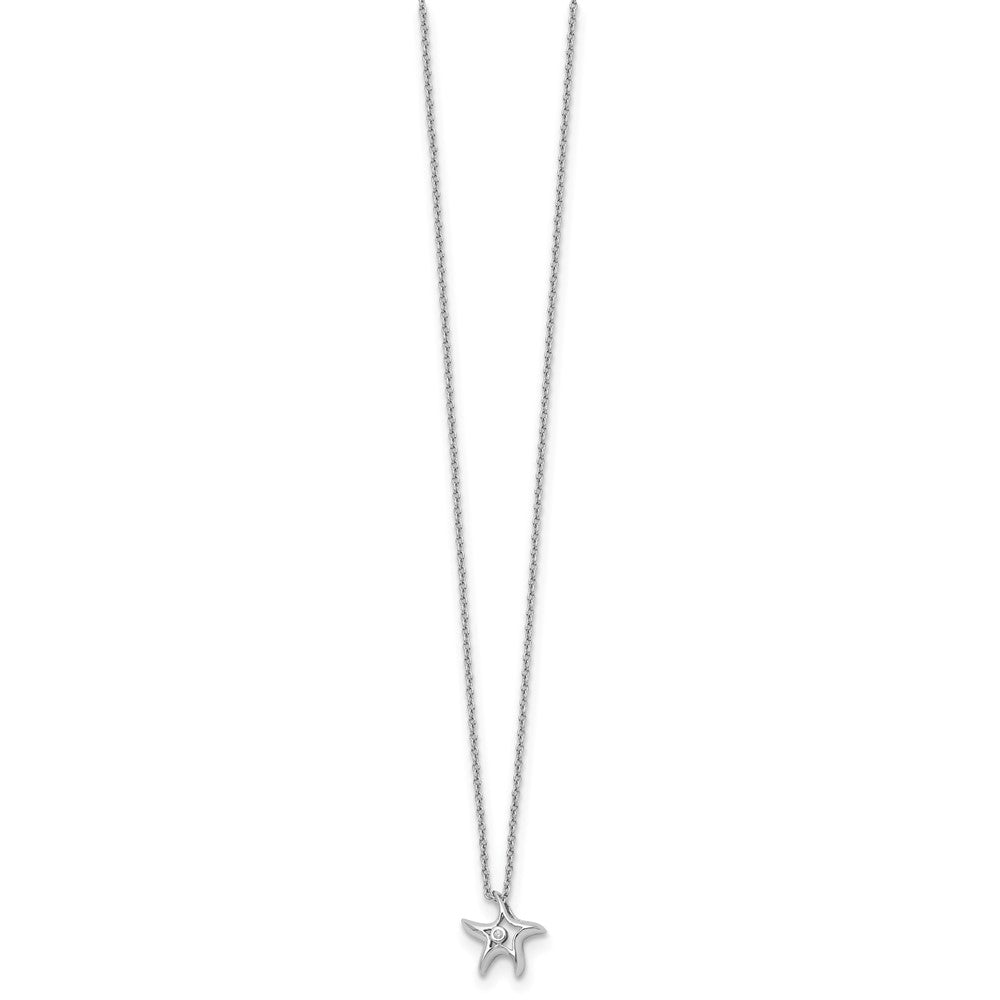 White Ice Sterling Silver Rhodium-plated 18 Inch Diamond Starfish Slide Pendant Necklace with 2 Inch Extender