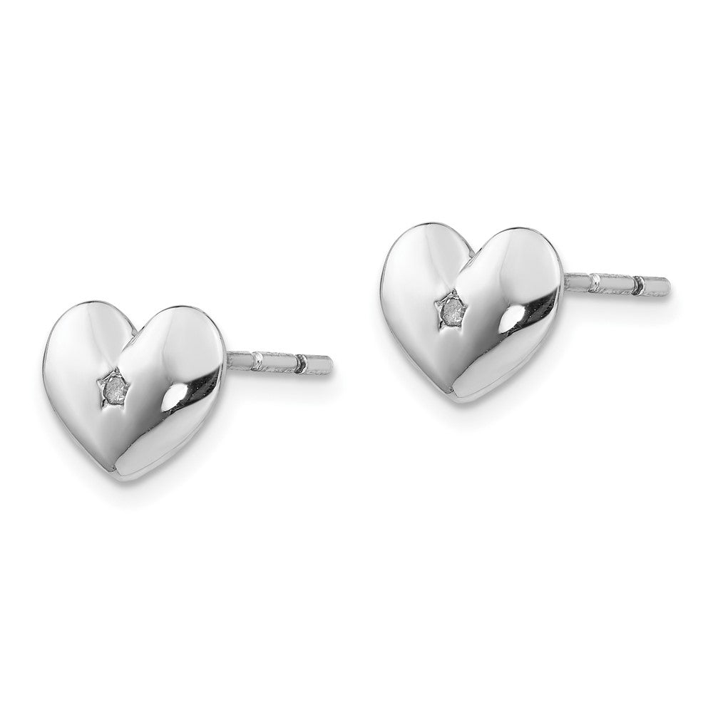 White Ice Sterling Silver Rhodium-plated Diamond Heart Post Earrings