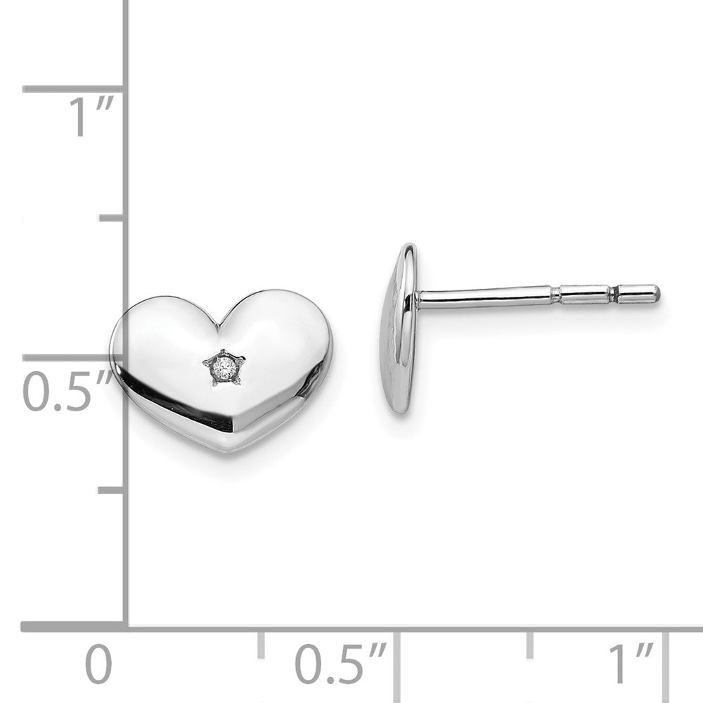 White Ice Sterling Silver Rhodium-plated Diamond Heart Post Earrings