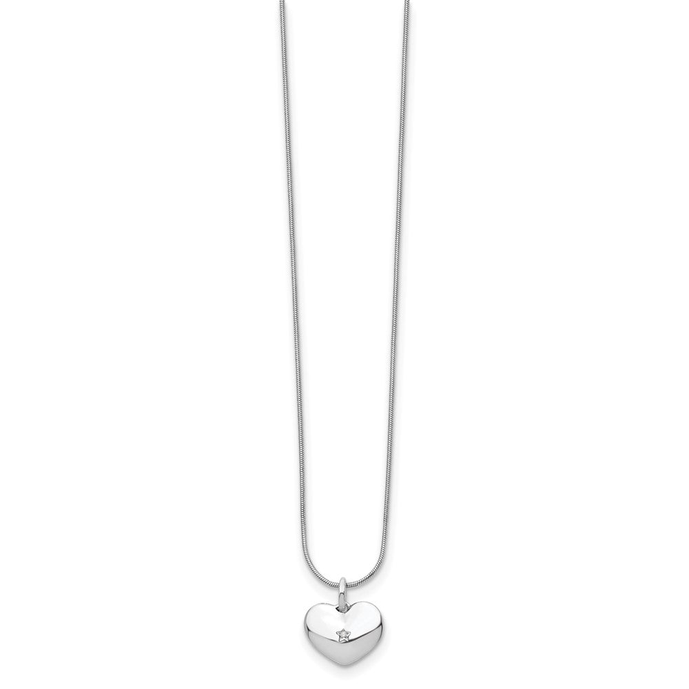 White Ice Sterling Silver Rhodium-plated 18 Inch Diamond Heart Necklace with 2 Inch Extender