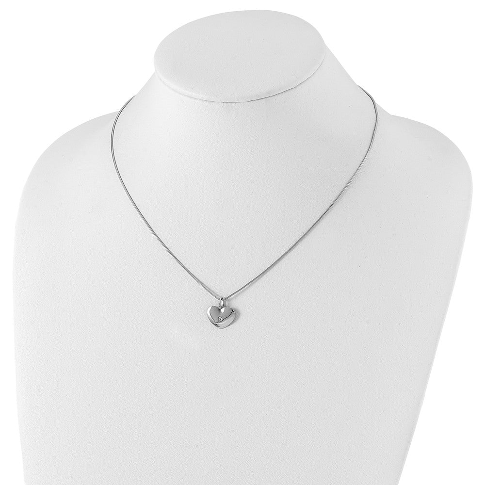 White Ice Sterling Silver Rhodium-plated 18 Inch Diamond Heart Necklace with 2 Inch Extender