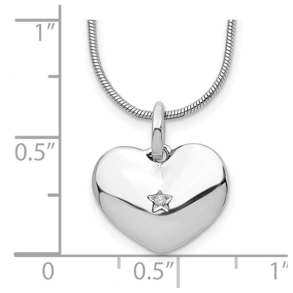 White Ice Sterling Silver Rhodium-plated 18 Inch Diamond Heart Necklace with 2 Inch Extender