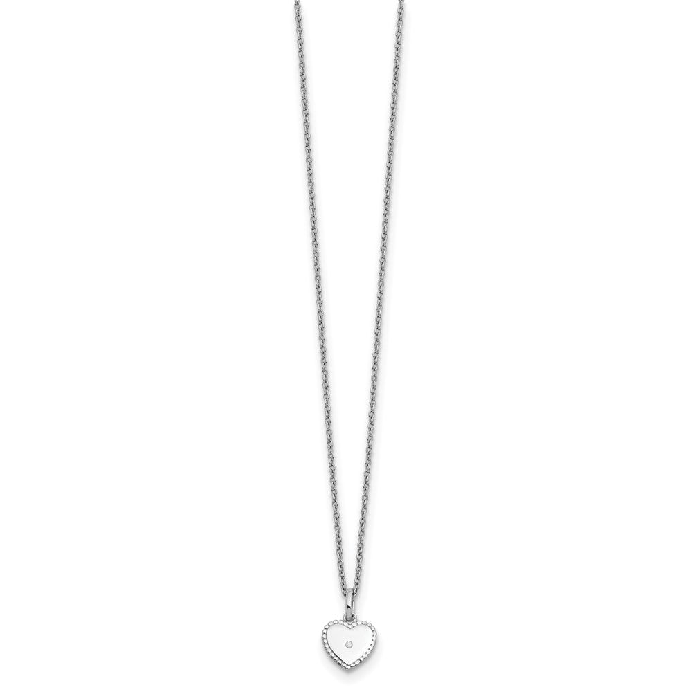 White Ice Sterling Silver Rhodium-plated 18 Inch Diamond Heart Necklace with 2 Inch Extender