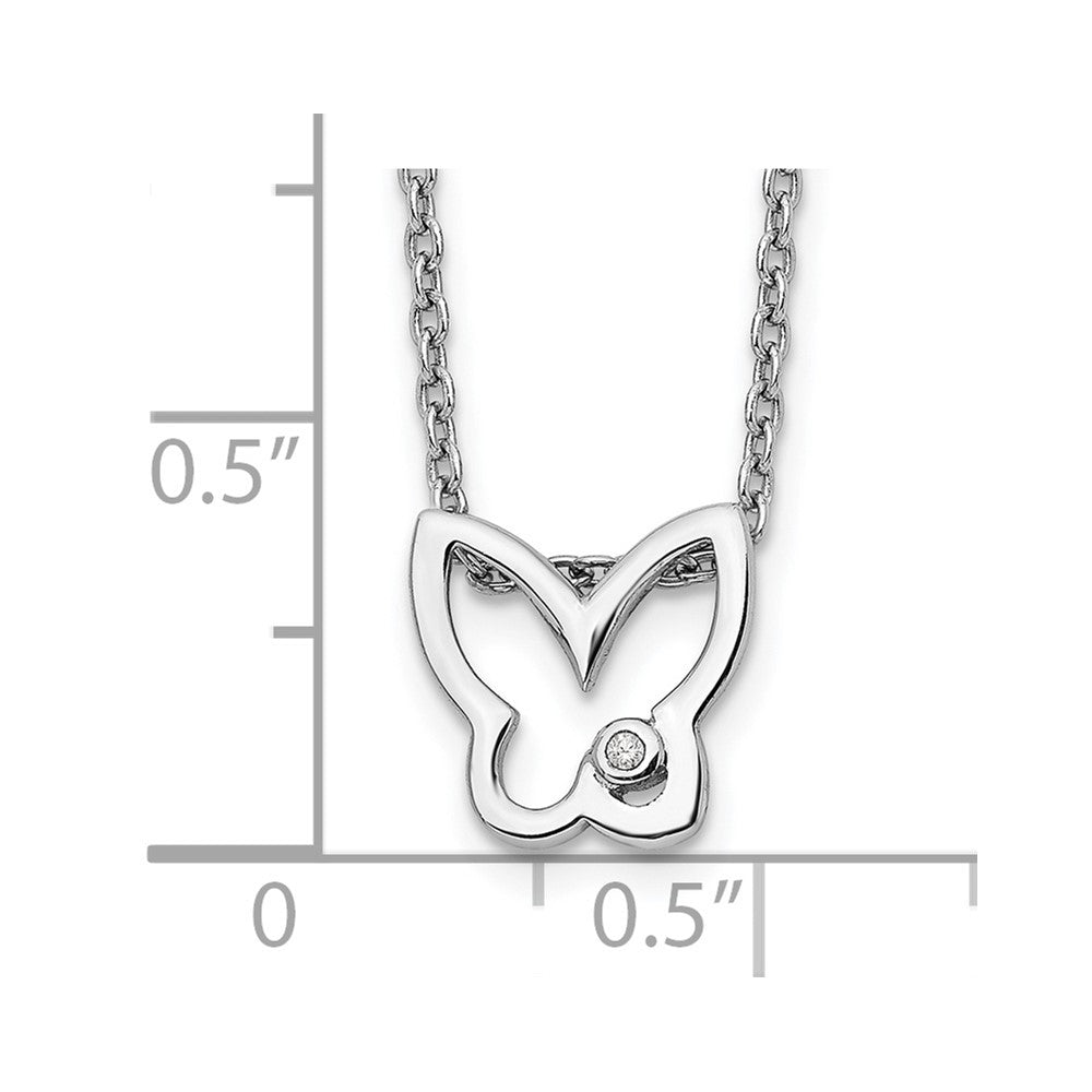 White Ice Sterling Silver Rhodium-plated 18 Inch Diamond Butterfly Necklace with 2 Inch Extender