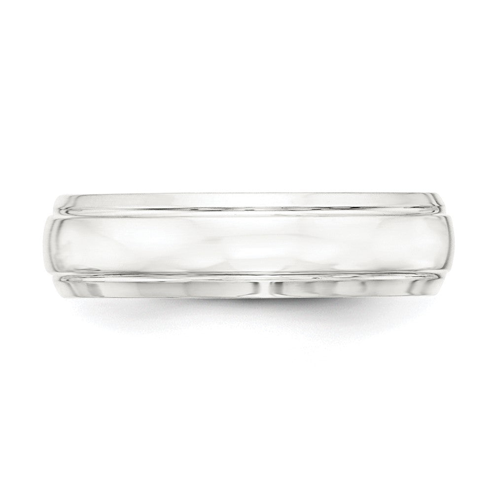 Sterling Silver 6mm Polished Domed with Grooved Beveled Edge Fancy Band Size 12.5