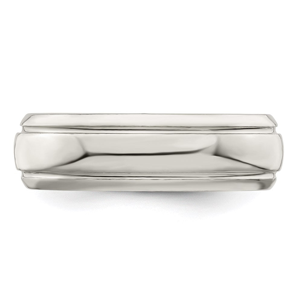 Sterling Silver 6mm Polished Domed with Grooved Beveled Edge Fancy Band Size 12.5