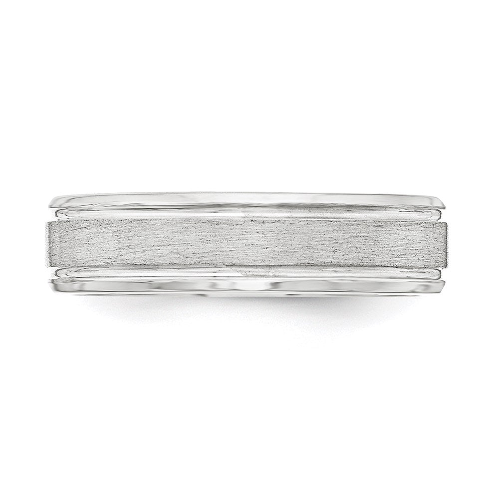 Sterling Silver 6mm Brushed Flat Grooved Beveled Edge Fancy Band Size 7