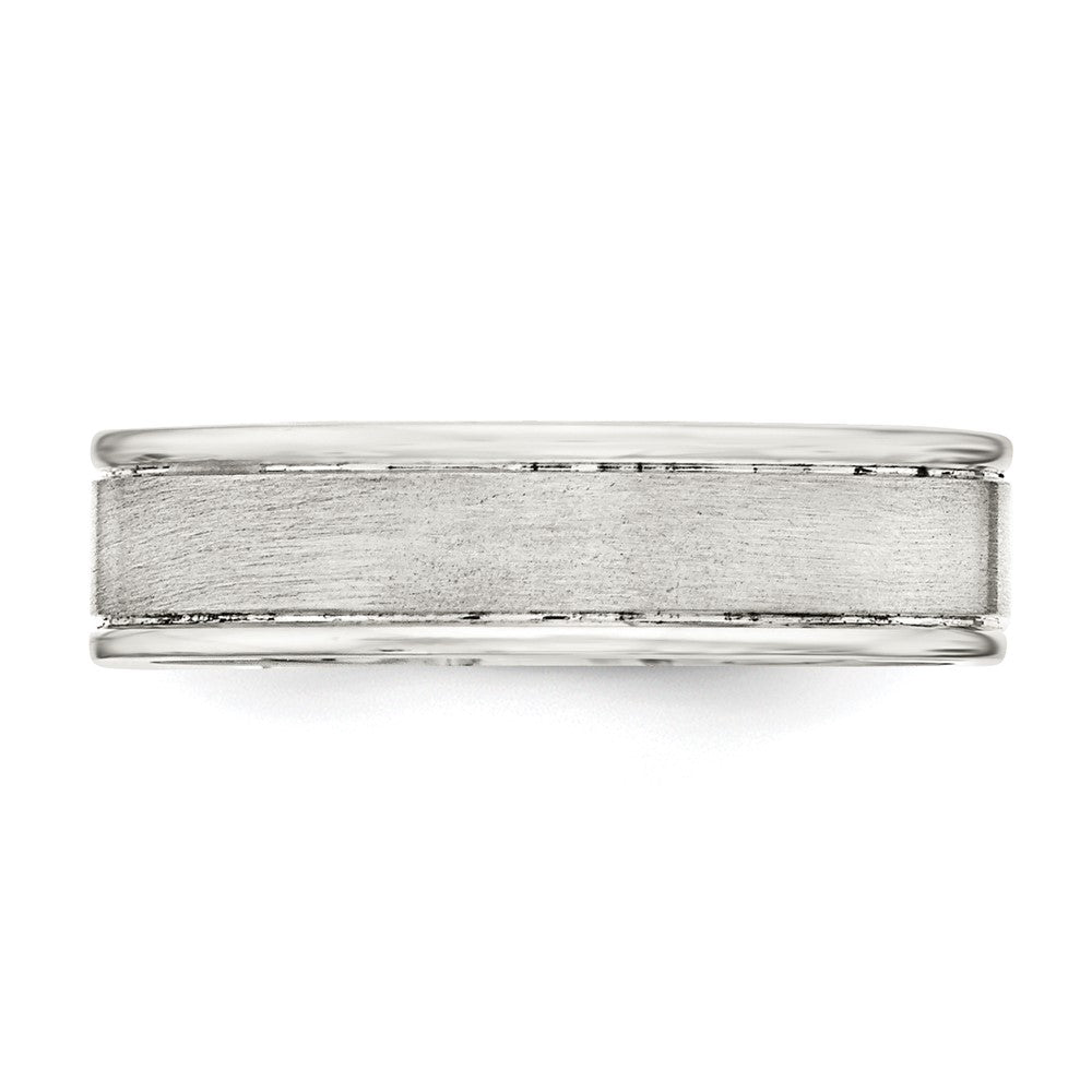 Sterling Silver 6mm Brushed Flat Grooved Fancy Band Size 12