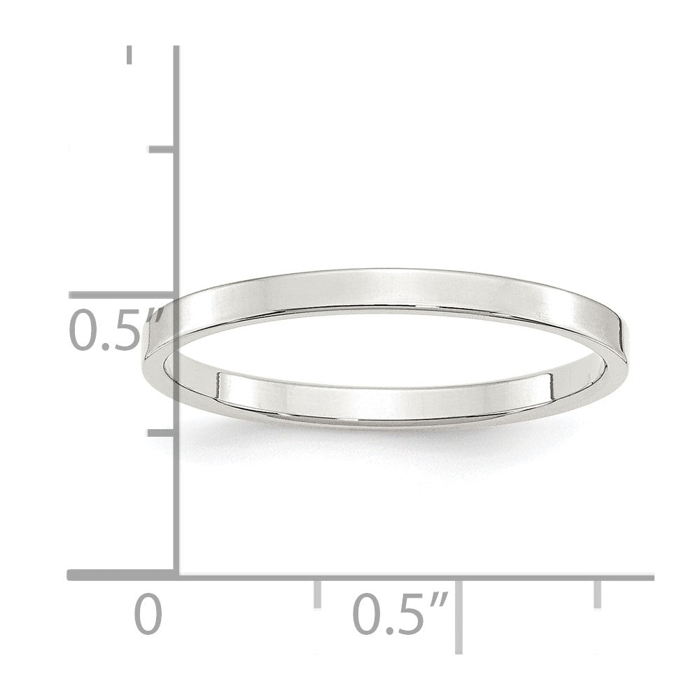 Sterling Silver Rhodium-plated 2mm Flat Size 4 Band