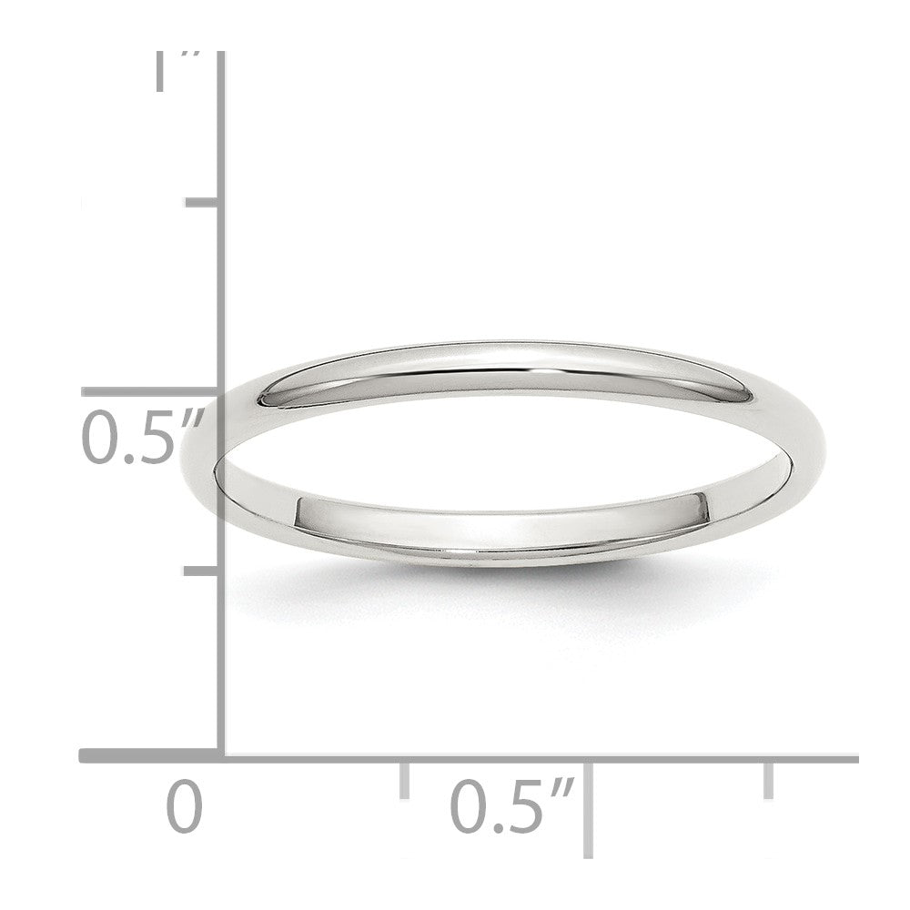 Sterling Silver 2mm Half Round Size 12 Band