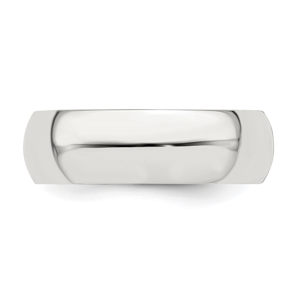 Sterling Silver Rhodium-plated 6mm Half-Round Band