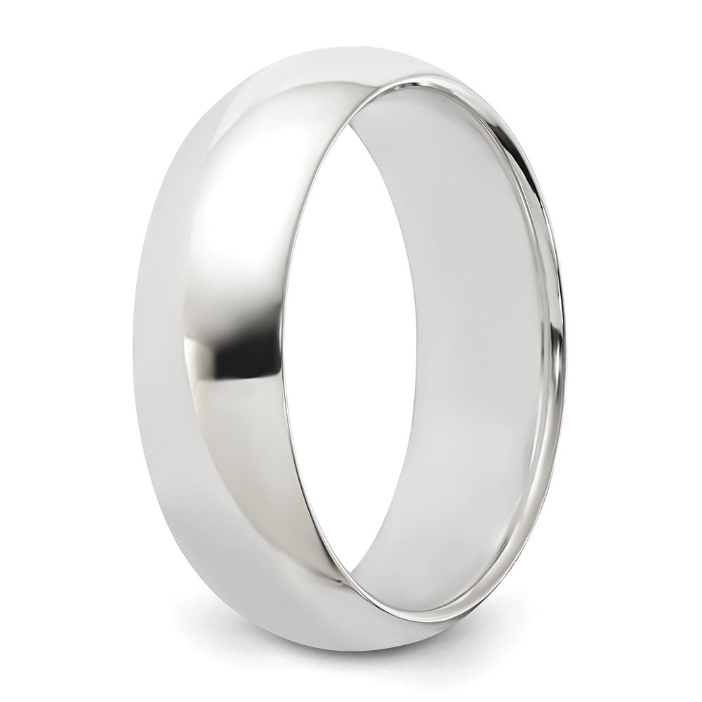 Sterling Silver Rhodium-plated 6mm Half-Round Band