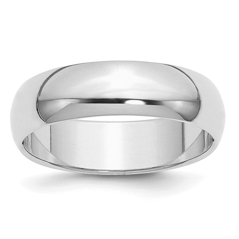 Sterling Silver Rhodium-plated 6mm Half-Round Band