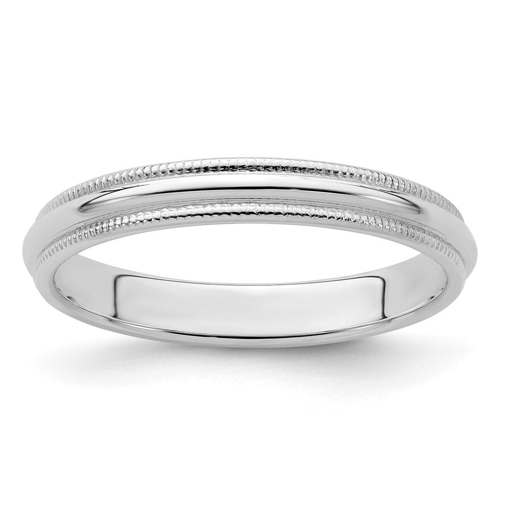 Sterling Silver 3mm Half Round Milgrain Size 13 Band