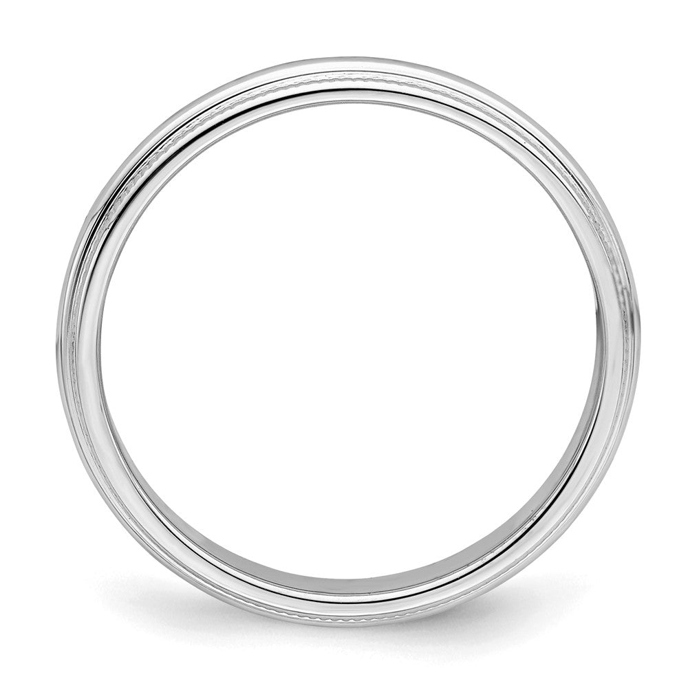 Sterling Silver Rhodium-plated 3mm Half Round Milgrain Size 10 Band