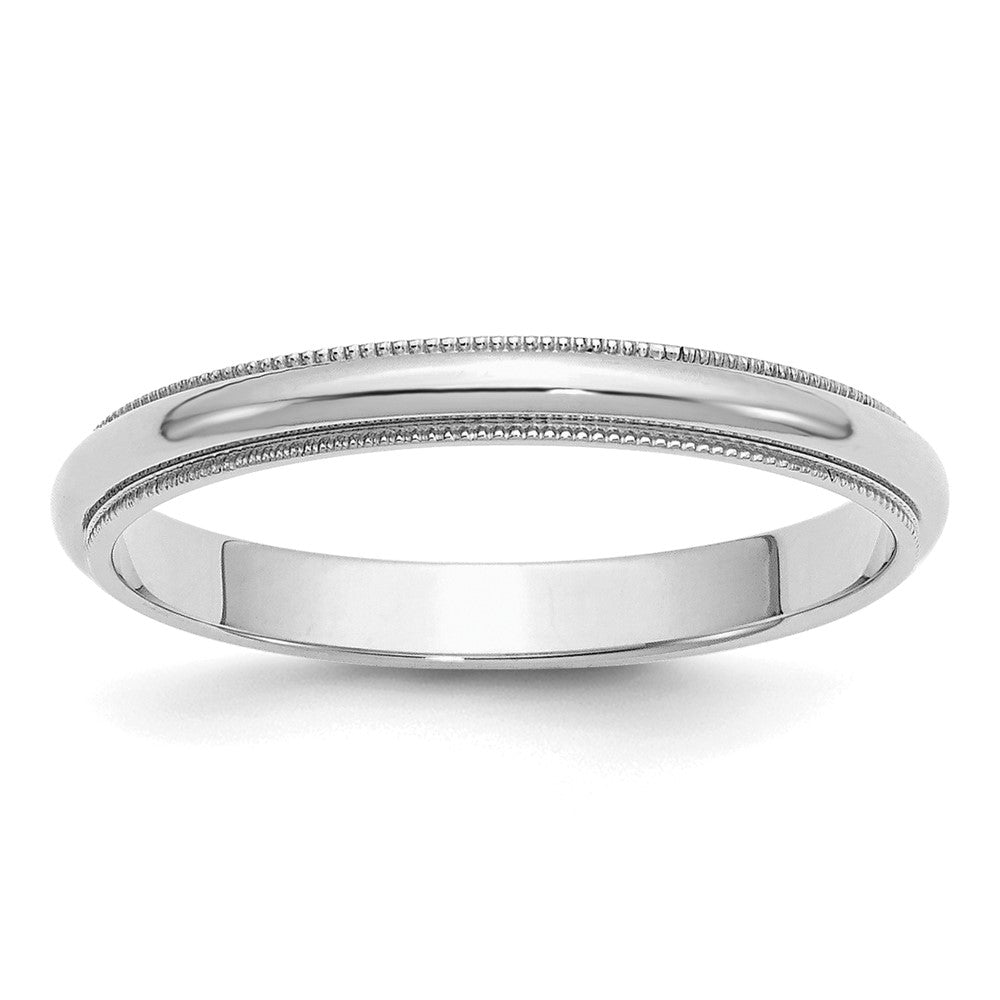 Sterling Silver Rhodium-plated 3mm Half Round Milgrain Size 10 Band