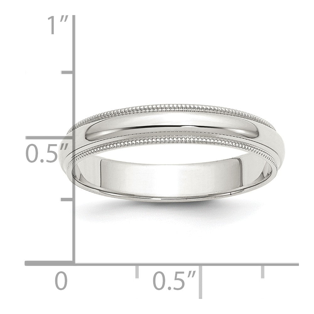 Sterling Silver 4mm Half Round Milgrain Size 10.5 Band