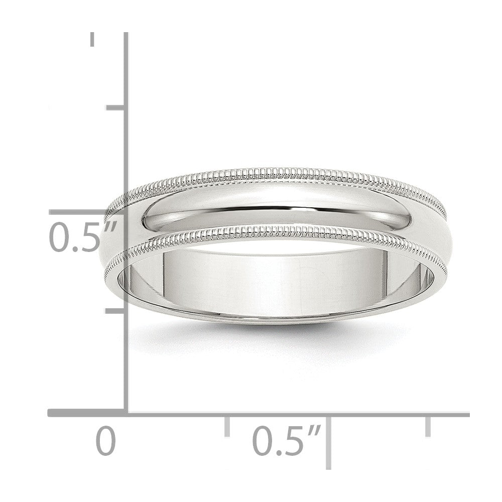 Sterling Silver 5mm Half Round Milgrain Size 4 Band