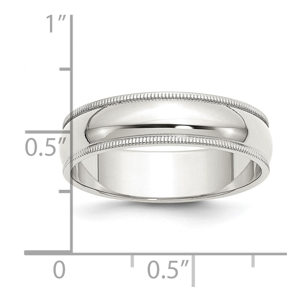 Sterling Silver 6mm Half Round Milgrain Size 10.5 Band