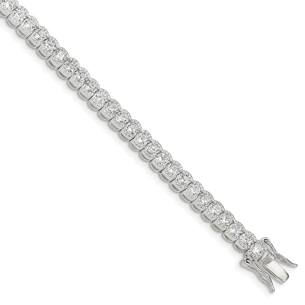 Sterling Silver Rhodium-plated CZ Tennis Bracelet