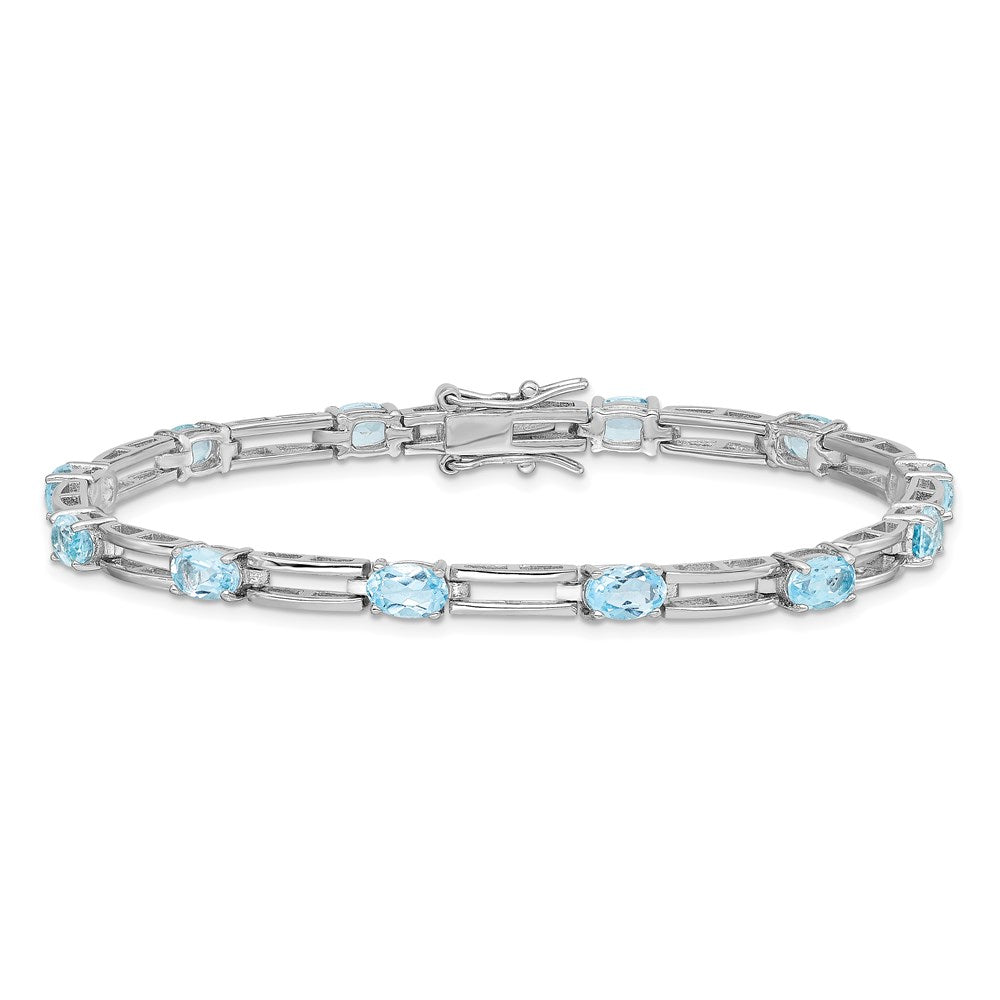 Sterling Silver Rhodium-plated Blue Topaz Bracelet