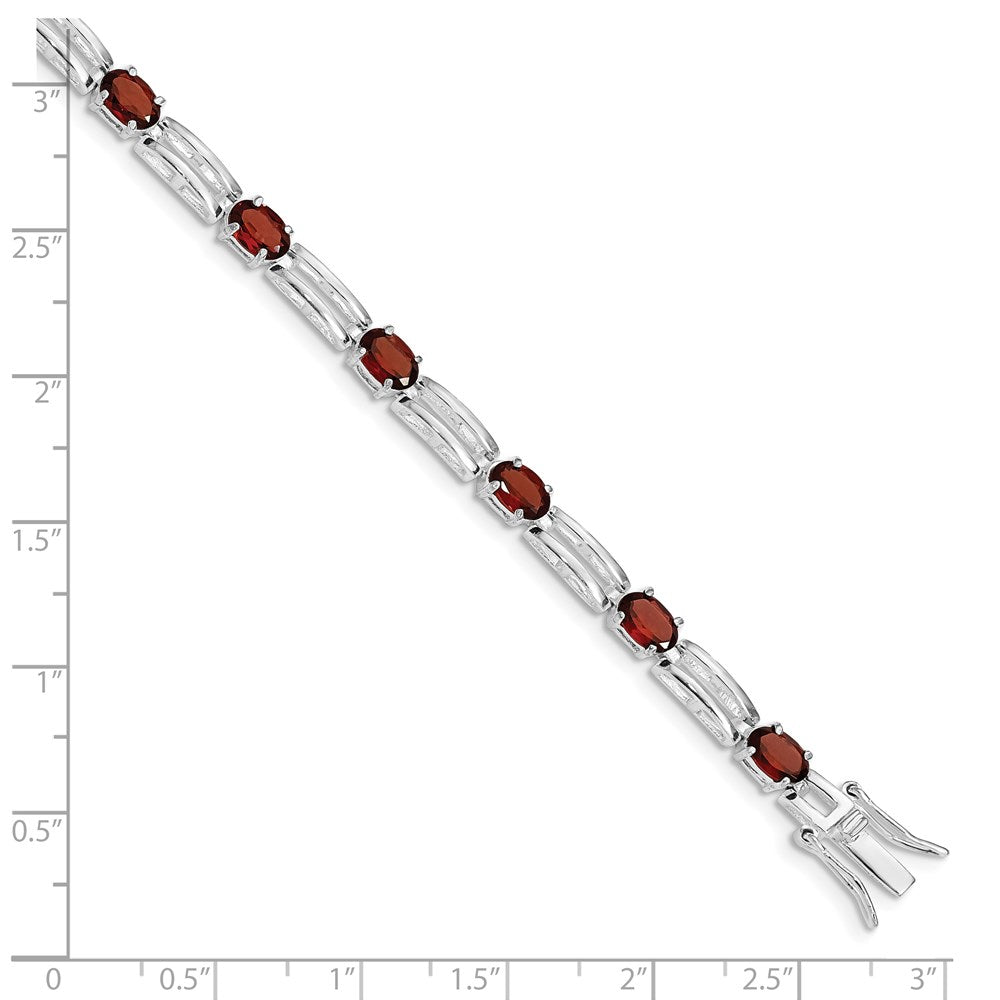 Sterling Silver Rhodium-plated Garnet Bracelet