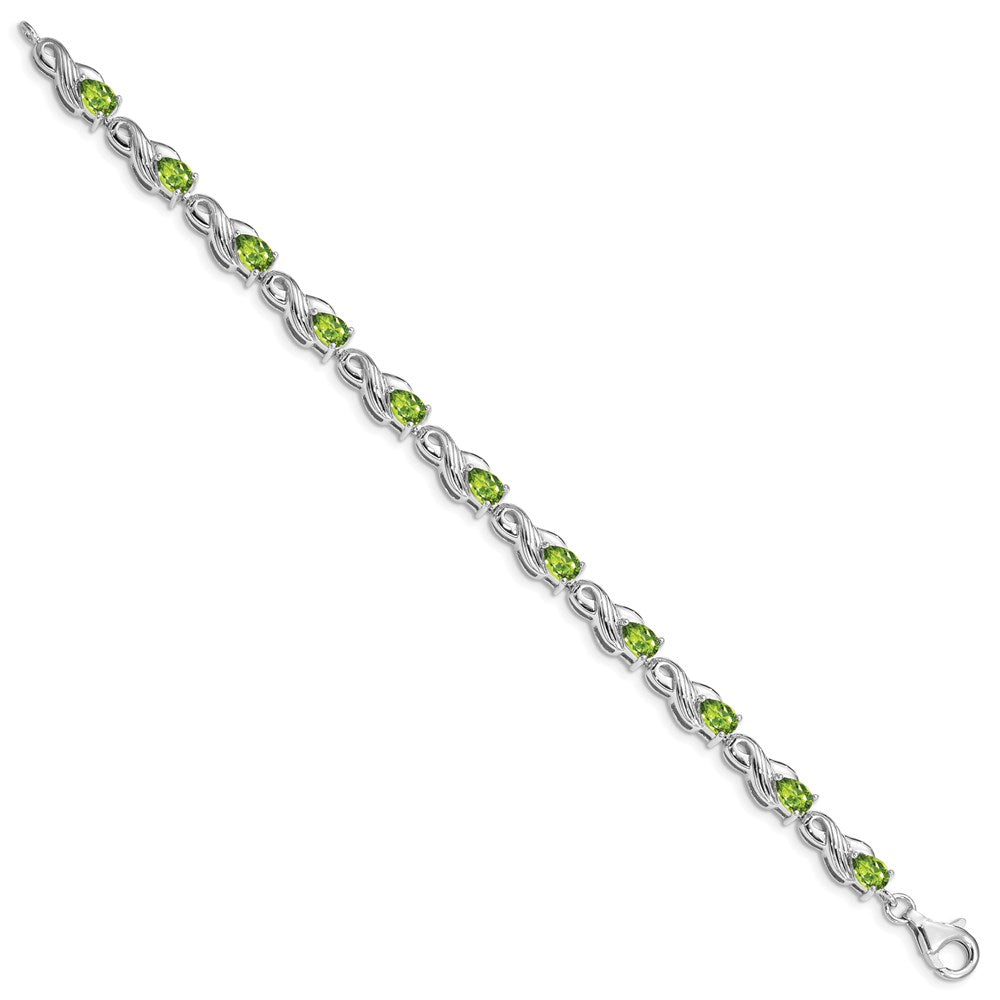 Sterling Silver Rhodium-plated Peridot Bracelet