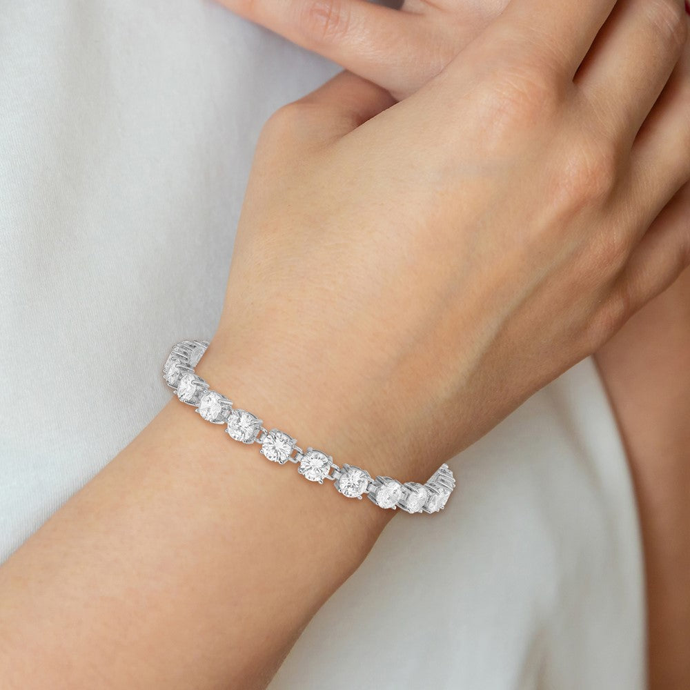 Sterling Silver Rhodium-plated CZ Tennis Bracelet