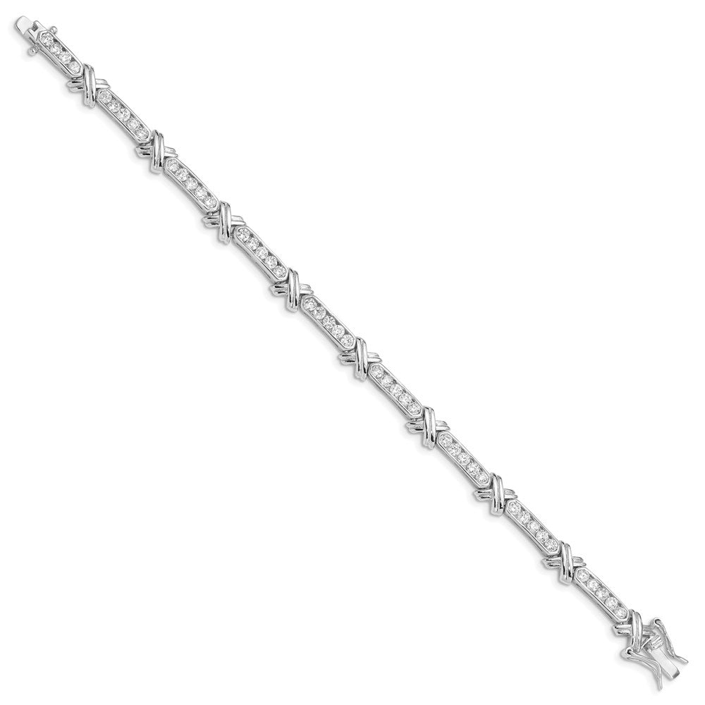 Sterling Silver Rhodium-plated CZ  -X- Bracelet