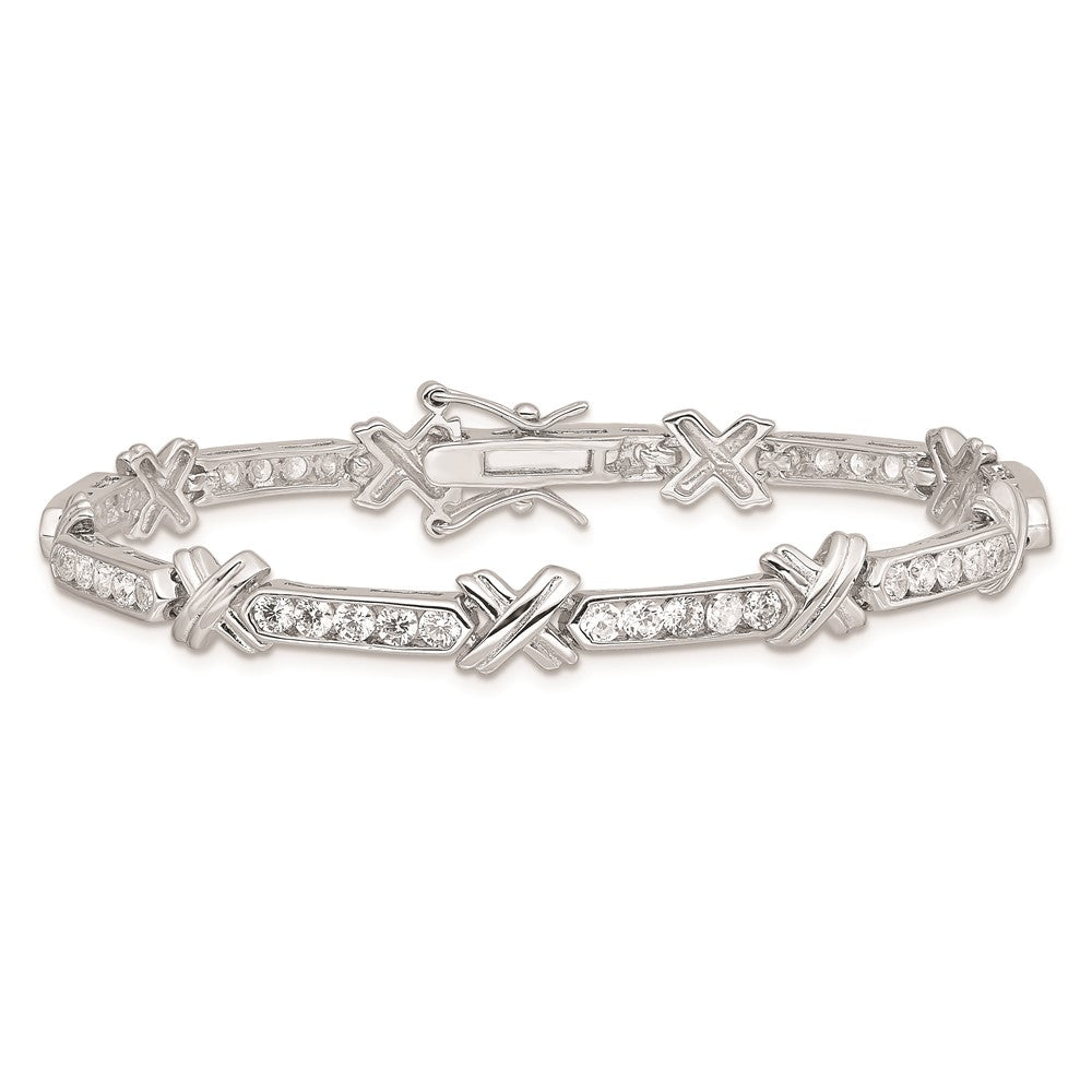 Sterling Silver Rhodium-plated CZ  -X- Bracelet