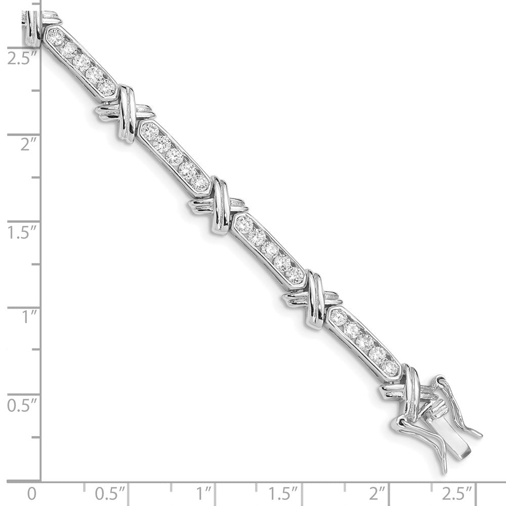 Sterling Silver Rhodium-plated CZ  -X- Bracelet