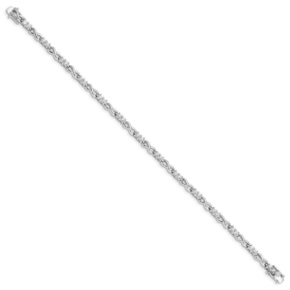 Sterling Silver Rhodium-plated CZ Infinity Bracelet