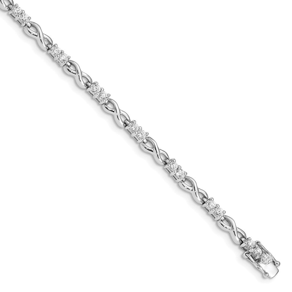 Sterling Silver Rhodium-plated CZ Infinity Bracelet