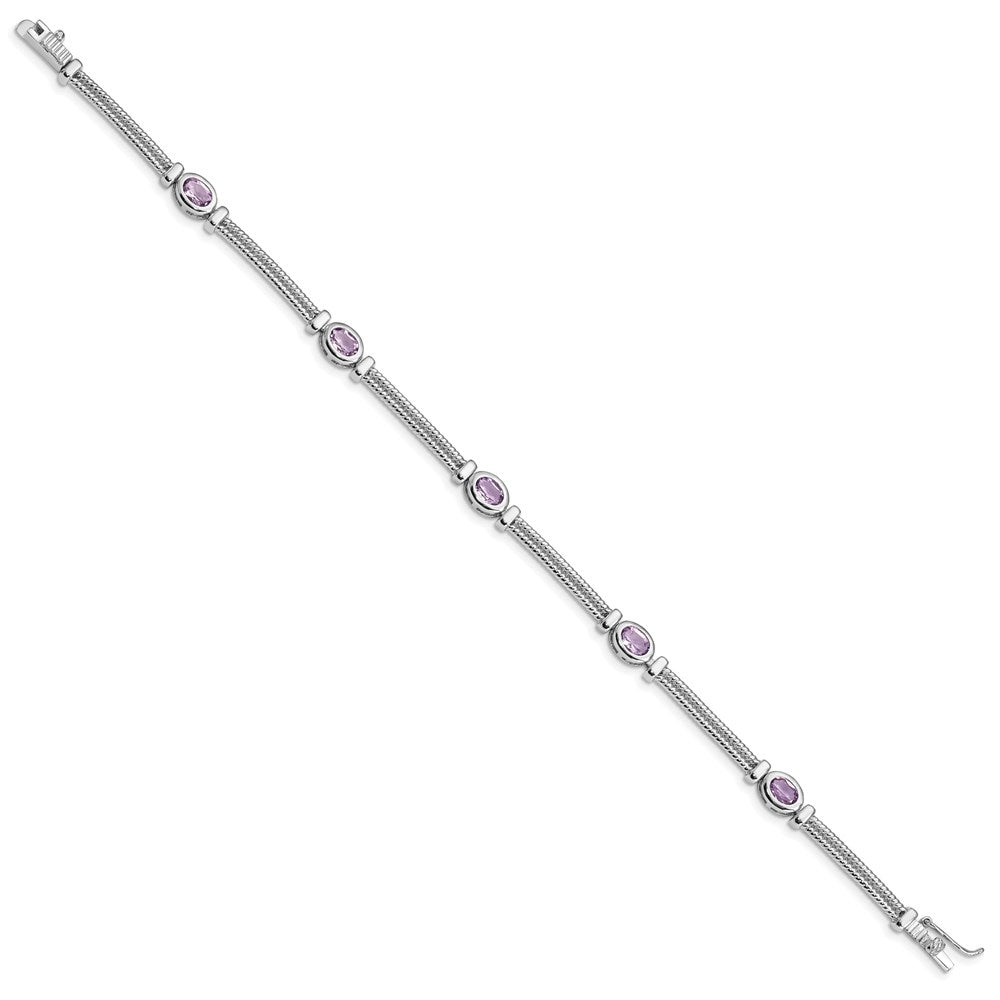 Sterling Silver Rhodium-plated Amethyst Bracelet