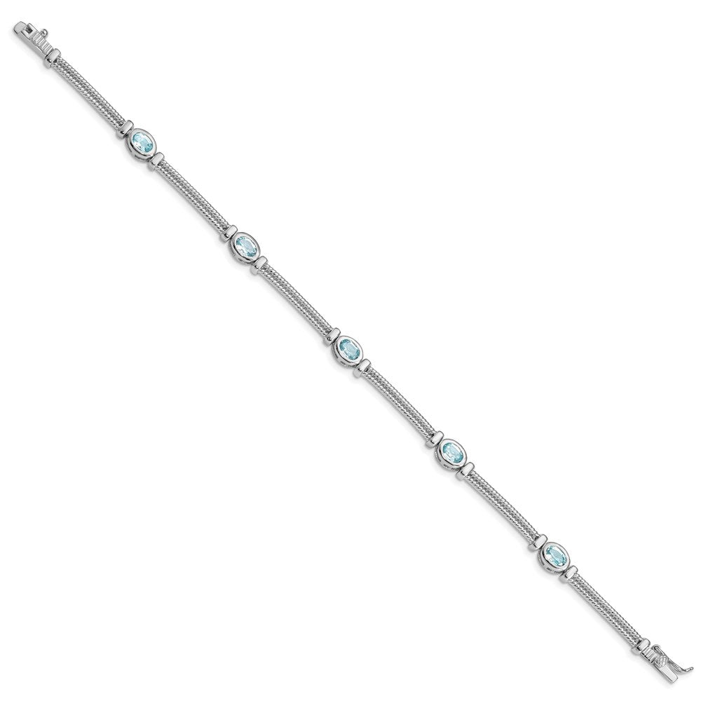 Sterling Silver Rhodium-plated Blue Topaz Bracelet