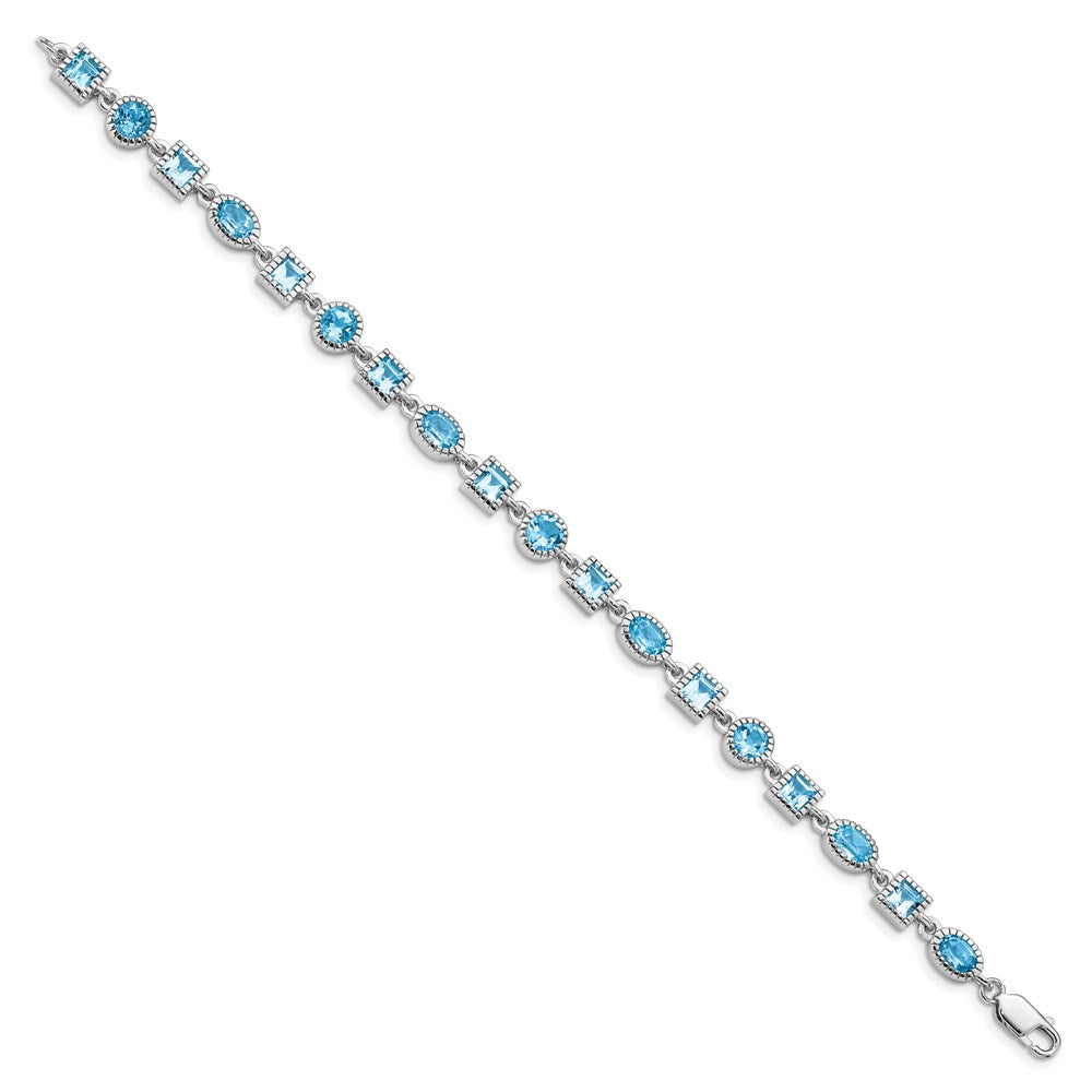 Sterling Silver Rhodium-plated Blue Topaz Bracelet