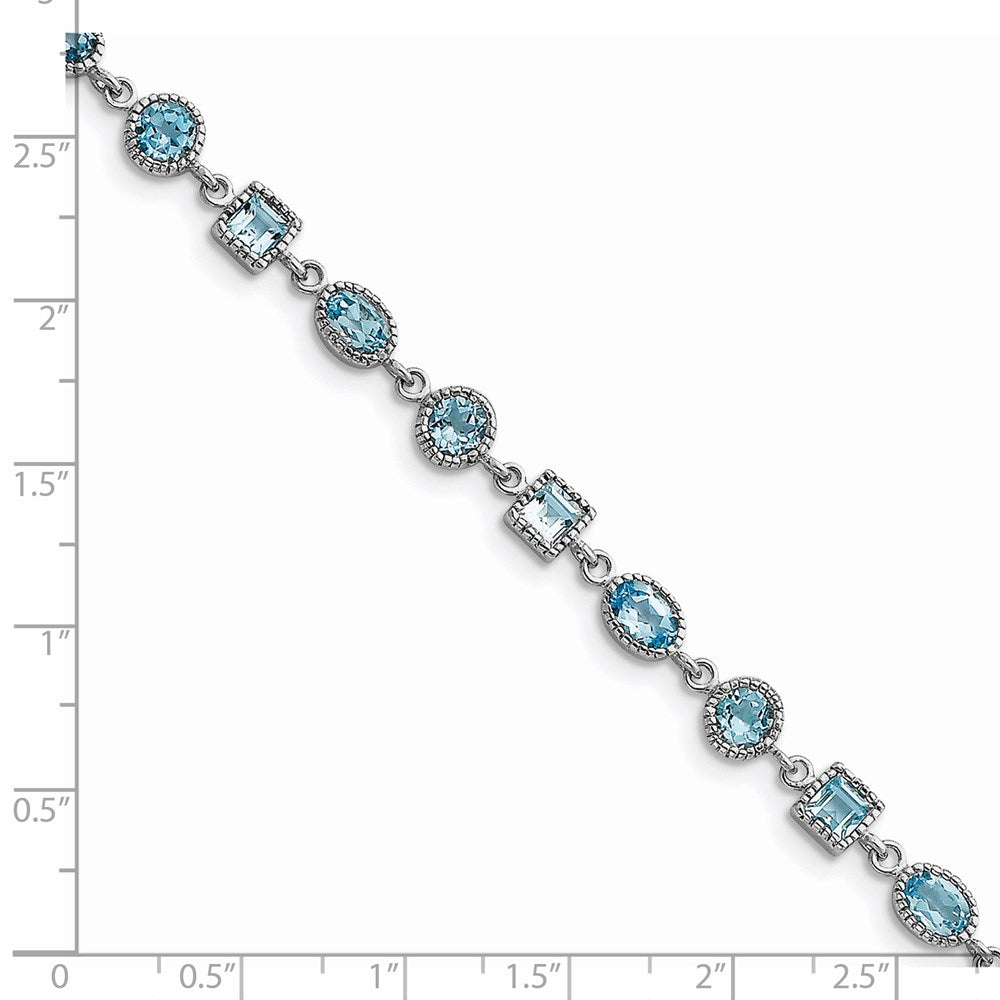 Sterling Silver Rhodium-plated Blue Topaz Bracelet