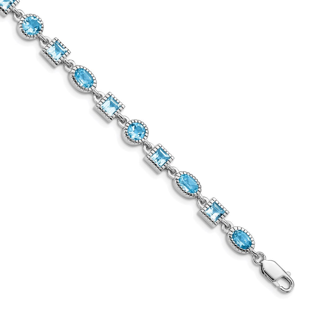 Sterling Silver Rhodium-plated Blue Topaz Bracelet