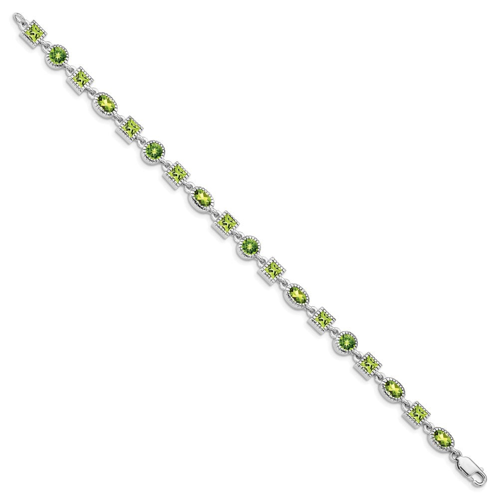 Sterling Silver Rhodium-plated Peridot Bracelet